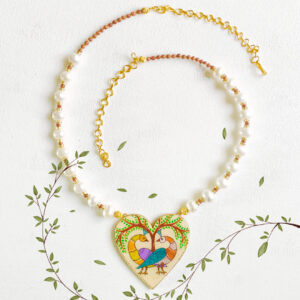 Tribal peacock necklace featuring two majestic peacocks