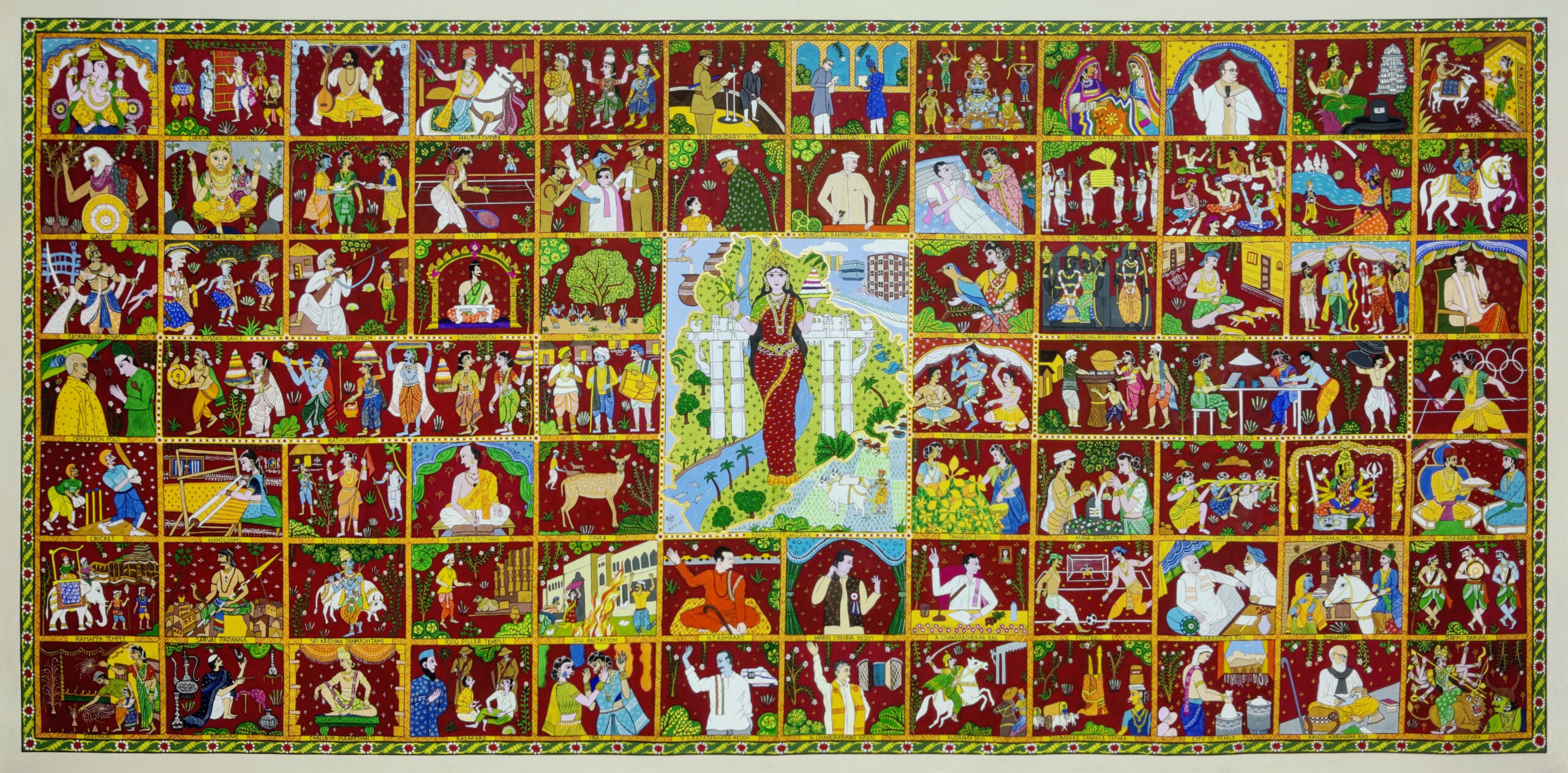 Telangana Glory Cheriyal-inspired painting by Lakshmi Vakkalanka – Azadi Ka Amrit Mahotsav edition