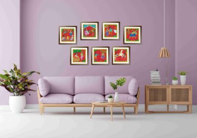 Ramayana Series – Set of 7 Handpainted Cheriyal Paintings