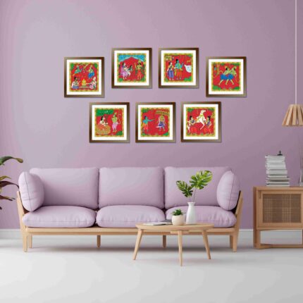 Framed Ramayana Cheriyal Paintings on wall – Handpainted Indian art for home