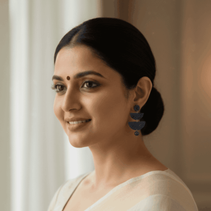 Blue Geometric Polymer Clay Earrings