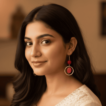 Red Bead Hoop Earrings