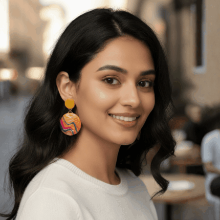 Abstract Orange Earrings