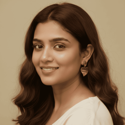 Polymer Clay Heart Earrings – Brown & Gold