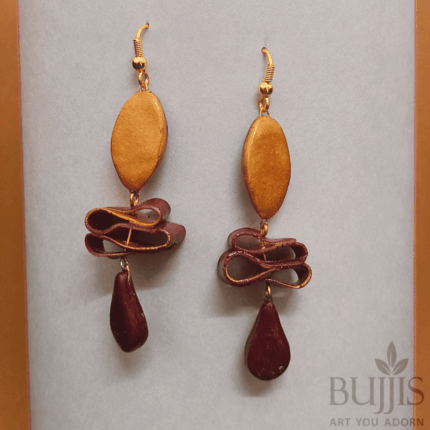 Gold & Maroon Polymer Clay Earrings