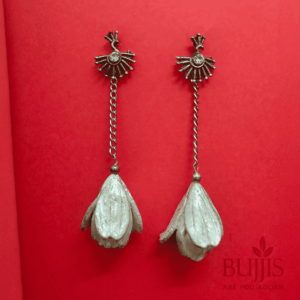 polymer clay silver bloom drop earrings image