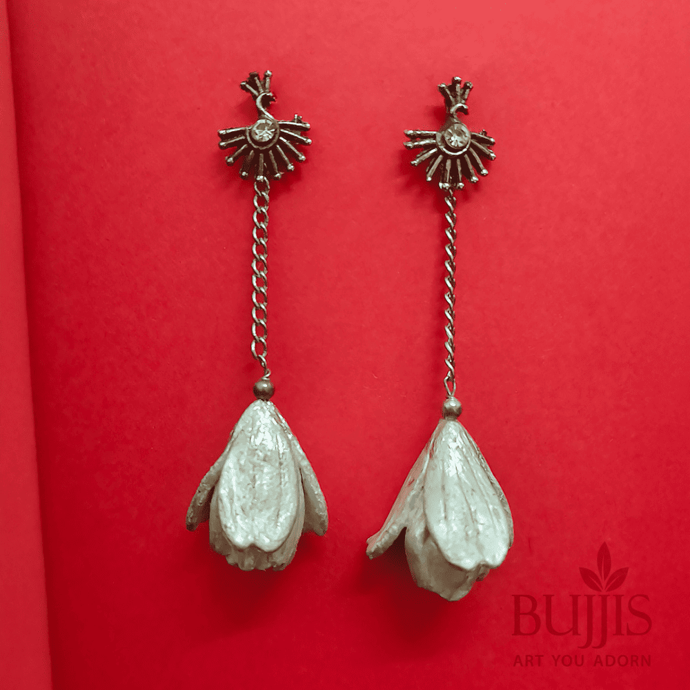 polymer clay silver bloom drop earrings image