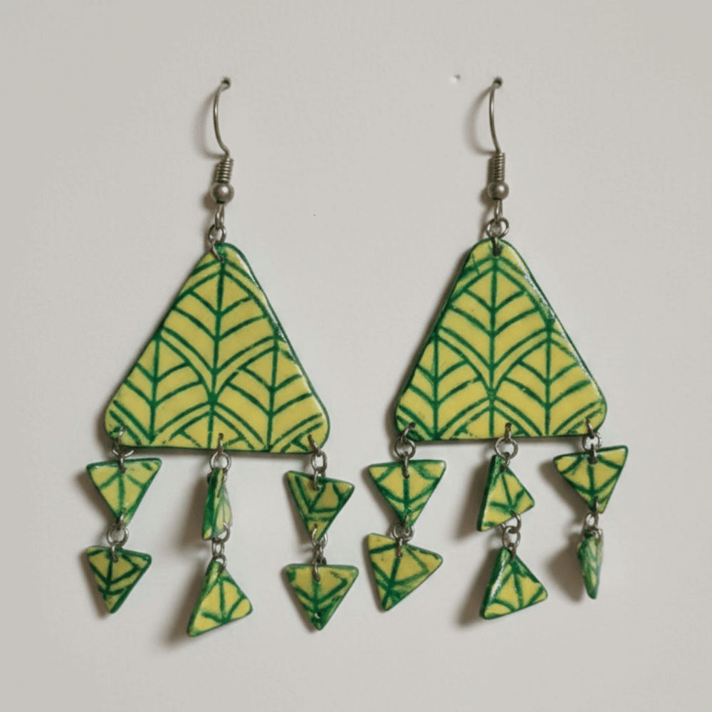 yellow green chandelier earrings bujjis