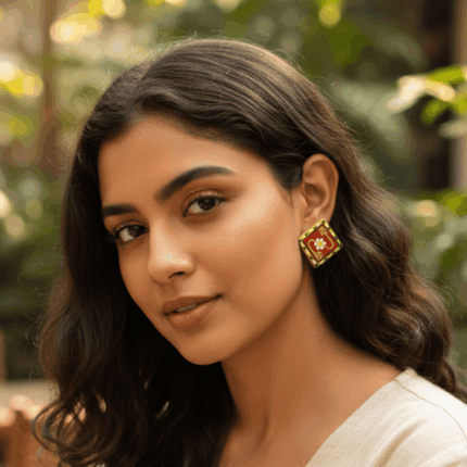Traditional Red-Classic Motif Earrings