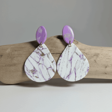 Lavender Marble Polymer Clay Earrings